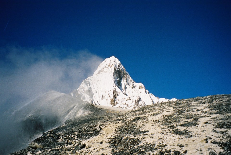 Approaching the tents at Advanced Base Camp