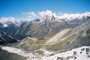 Looking back on the trail up to advanced base camp