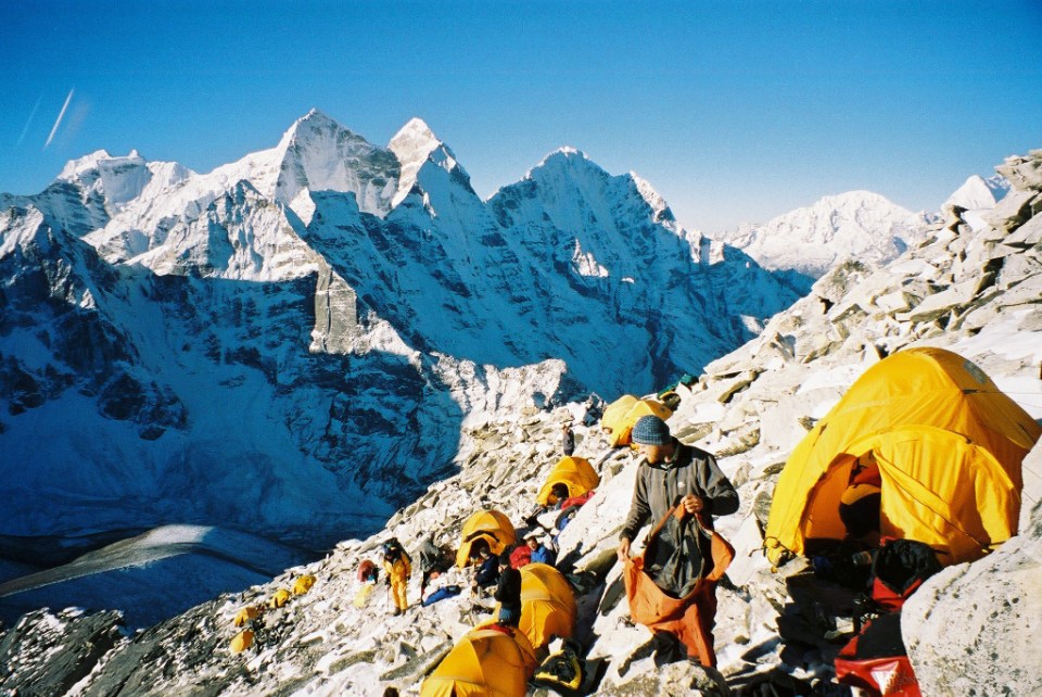 Camp 1 was located at the top of the slabs