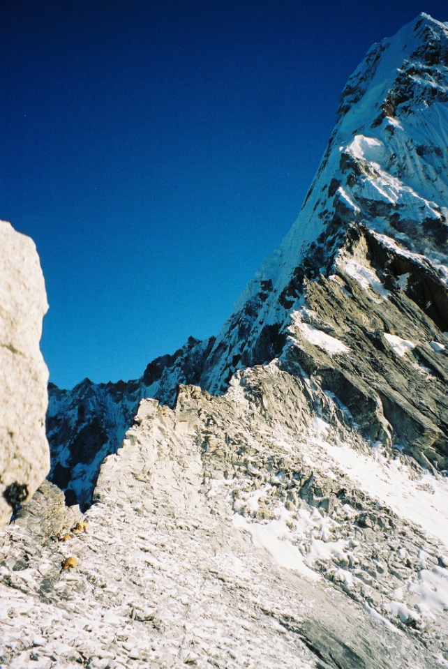 Camp 1 and the ridge leading up to camp 2