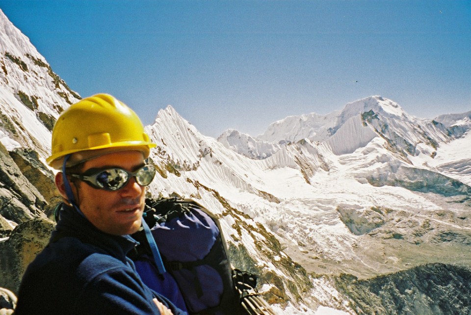 Marc at Camp 1 with the Mingo La in the background