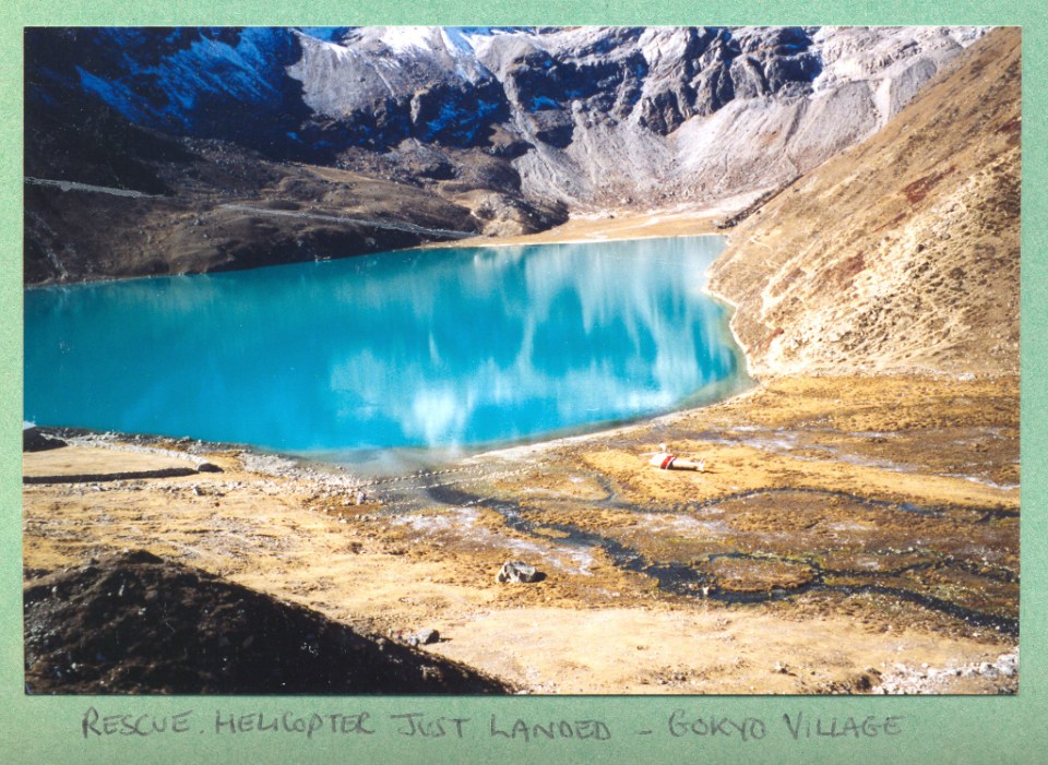 Helicopter on the edge of Gokyo village