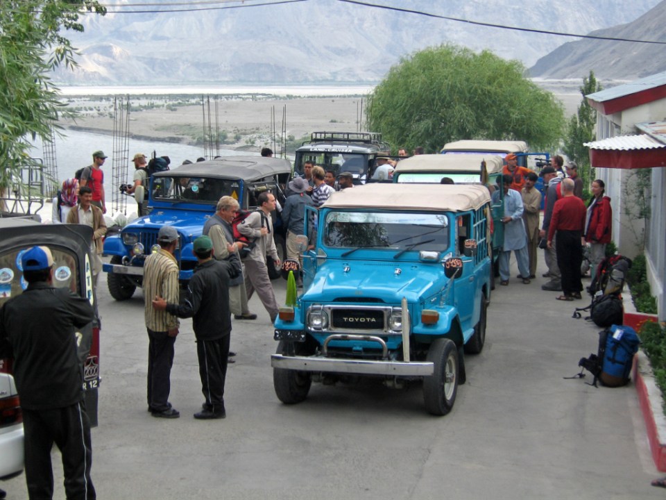 Preparing to leave Concordia Motel, our base in Skardu