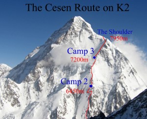 K2 from Camp 3 on Broad Peak