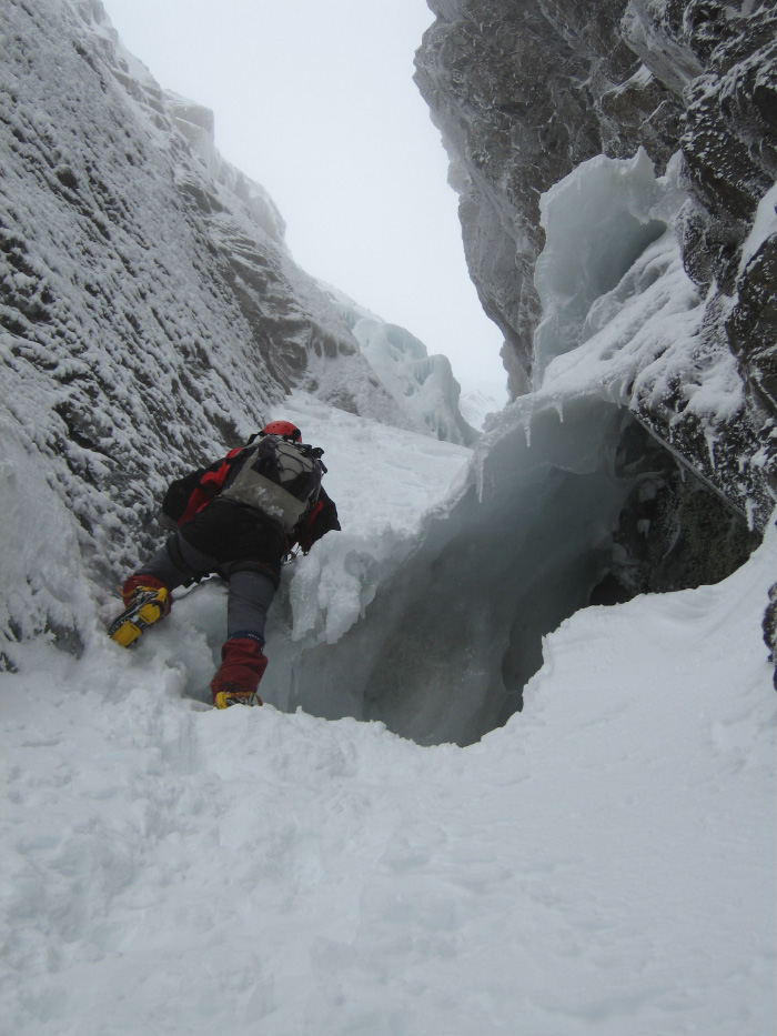 Johanneke in No. 2 Gully, Ben Nevis, Feb 2006