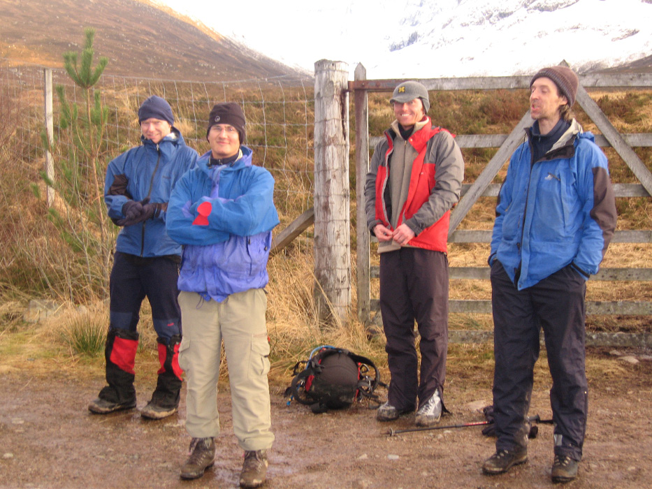 The French guys all safe after 3 of them were avalanched down No.2 gully on Ben Nevis, Feb 2006