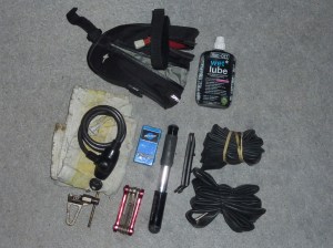 Bike tools for journey (also took bike spray)