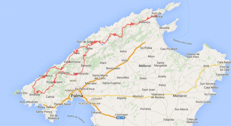 The TransTramuntana 4500 route map