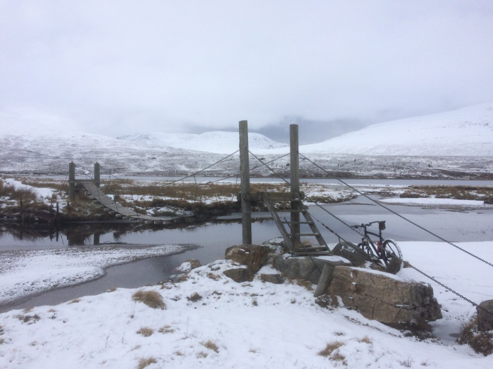 Swing bridge next to the ford at Loch Pattack