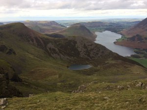 Red Pike on the left and Bleaberry Tarn from the High Stile ridge