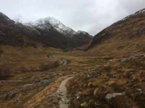 Approaching the Steall climbing hut in Glen Nevis