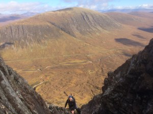 The view from Curved ridge looking back over the A82 road to Beinn a Chrulaiste