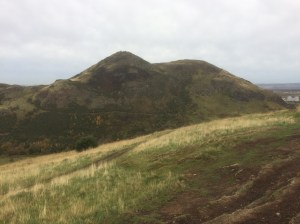 Looking back to Arthur`s Seat from Salisbury Crags, Edinburgh