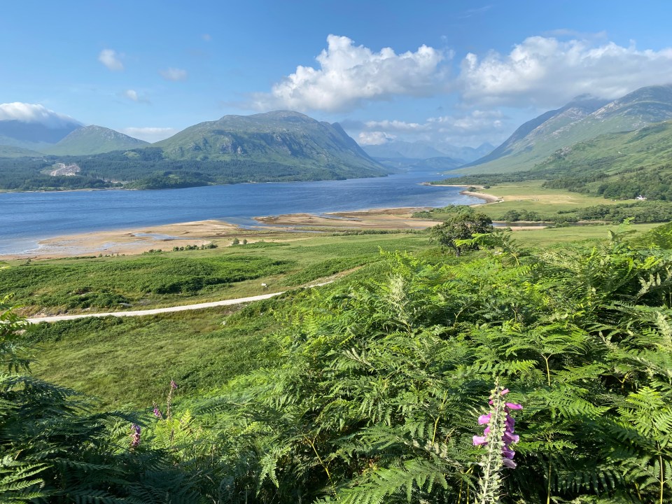 The point where the river Kinglass flows into Loch Etive with Beinn Trilleachan on the left.