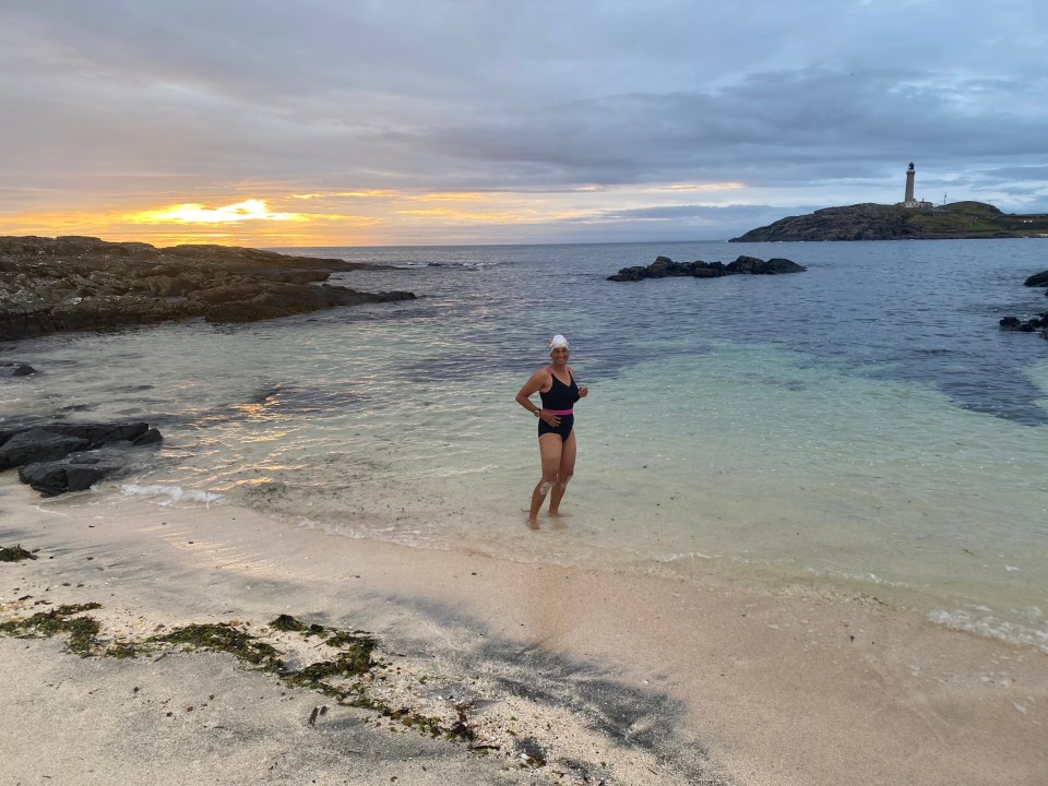 Indra about to test the chilly sea around Mainland Britain’s most Westerly point